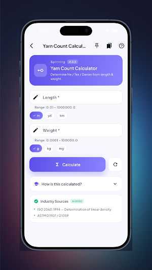 Textile Calculator: Yarn & GSM Screenshot 3