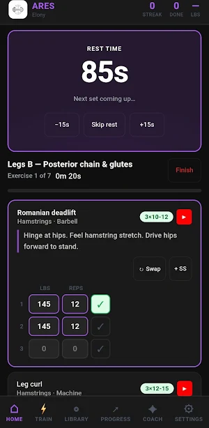 Ares: Gym Workout Coach Screenshot 2