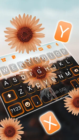 Beautiful Sunflower Keyboard Background Screenshot 1