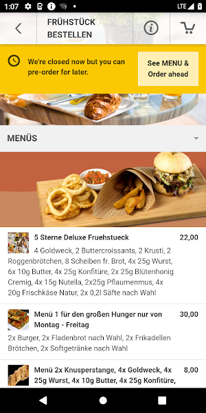 Frühstück Bestellen Screenshot 1