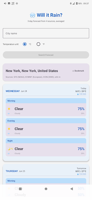 Will it Rain? Multi Forecasts Screenshot 0