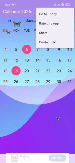 Calendar 2026 with Holidays Screenshot 1