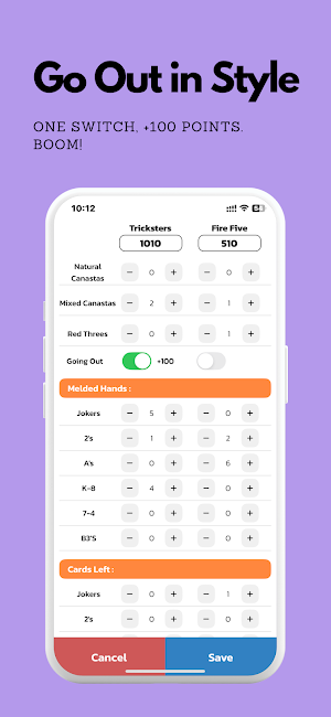 Canasta Scorebord Screenshot 2