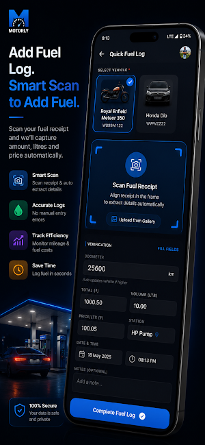 Motorly: Vehicle & Fuel Trackr Screenshot 0