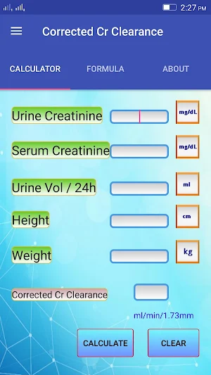 Creatinine Clearance Rate Screenshot 1