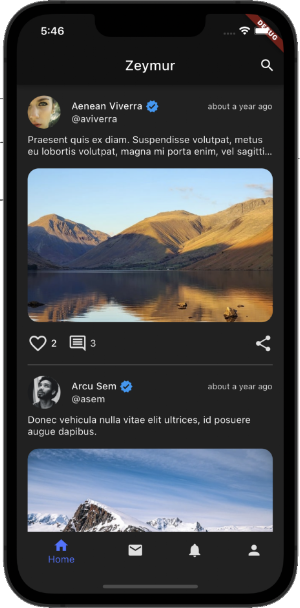 Zeymur Social Template Flutter Screenshot 1
