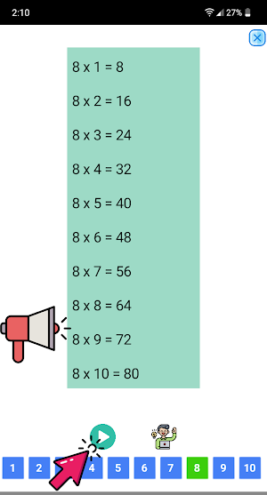 Multiplication tables by voice Screenshot 1