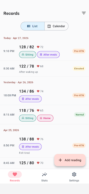 BP Diary - Blood Pressure Log Screenshot 0