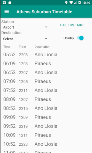 Athens Suburban Timetable Screenshot 0