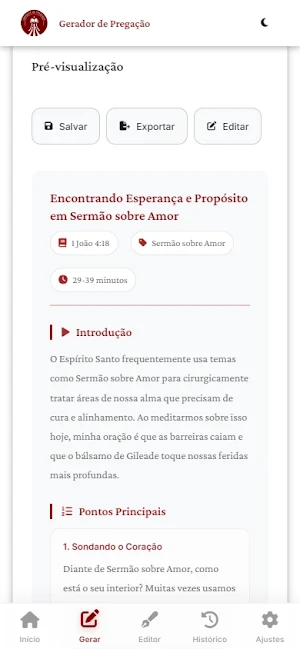 Gerador de Pregação Screenshot 2