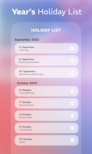 US Calendar Screenshot 2