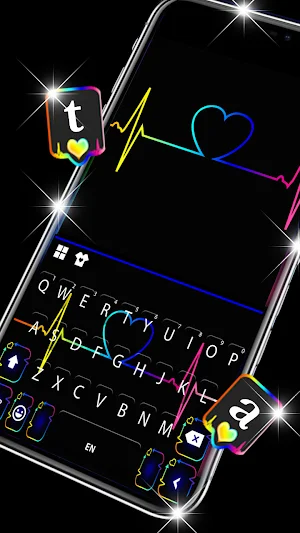 Neon Heartbeat Keyboard Background Screenshot 1