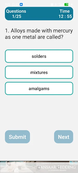 NEET Chemistry Quiz Screenshot 0