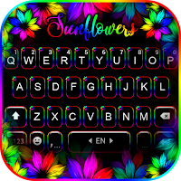 Neon Sunflowers Keyboard Background