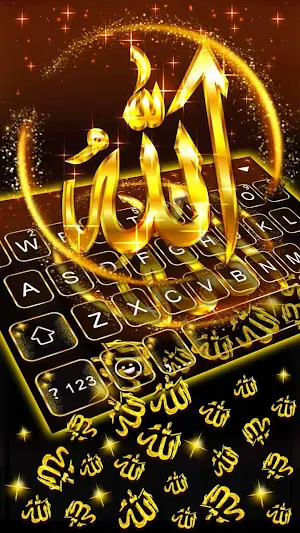 Gold Allah 3D Gravity Keyboard Theme Screenshot 0