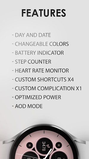 Pink pastel analog watch face Screenshot 3