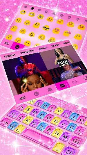 Pink Glitter Crystal Keyboard Background Screenshot 3
