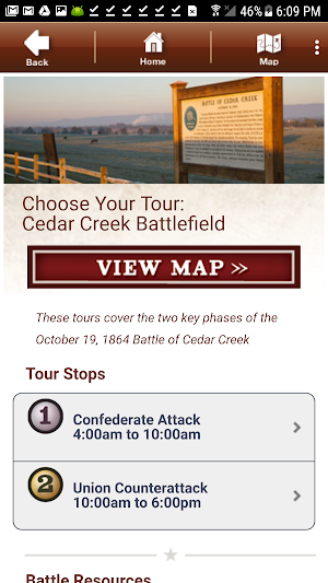 Cedar Creek Battle App Screenshot 2