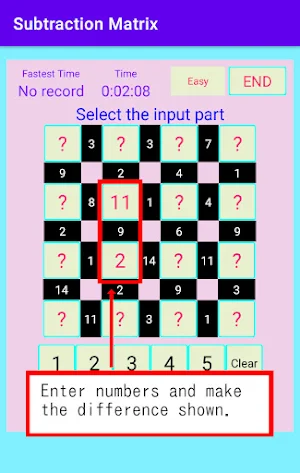 Subtraction Matrix Screenshot 1