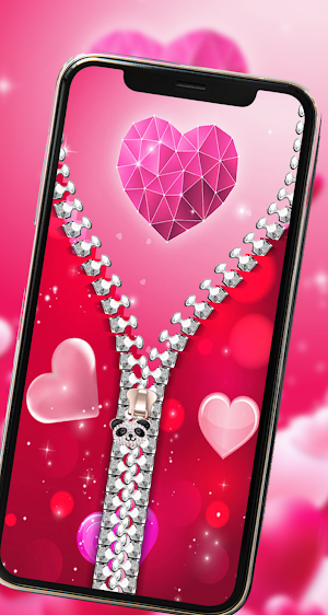 Rose Heart zipper Lock Screen Screenshot 0