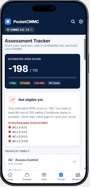 PocketCMMC Screenshot 2