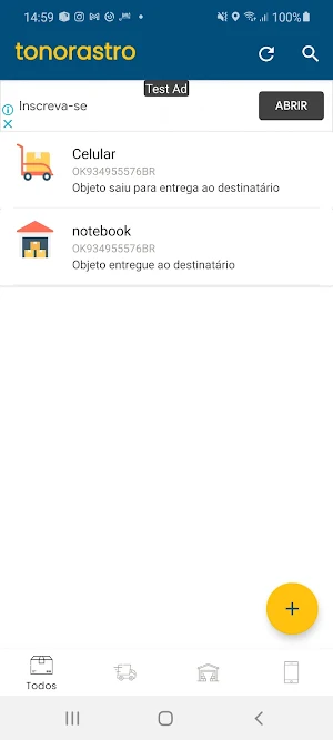 Tonorastro - Rastreamento de Encomendas Screenshot 1
