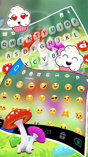 Cute Mushrooms Keyboard Background Screenshot 3