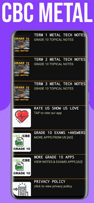 Metal Tech CBC Grade 10 Notes Screenshot 1