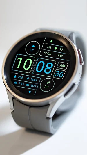 ZKin Watch Face Cyan Light Screenshot 3