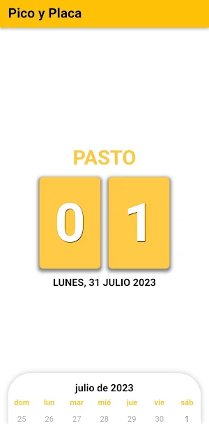 Pico y placa Pasto Screenshot 2