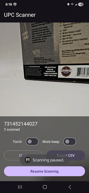M Media UPC Scan Screenshot 2