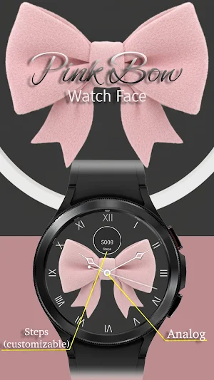 Pink Bow 5 - Watch Face Screenshot 1