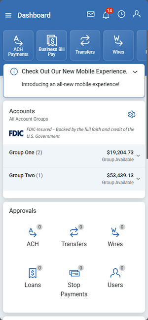 Triad Business Bank Treasury Screenshot 1