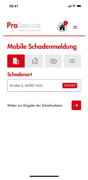 ProService – SchadenApp Screenshot 1