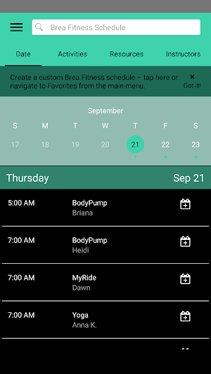 Brea Fitness Screenshot 2