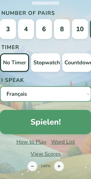 German Noun Matching Game Screenshot 1