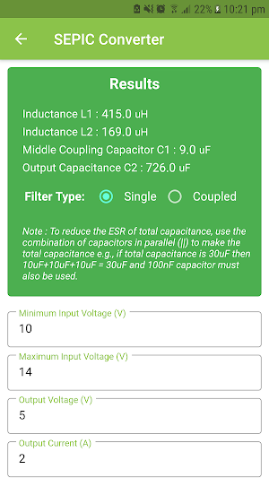 FDAC Filter Design Inductor Transformer Capacitor Screenshot 2