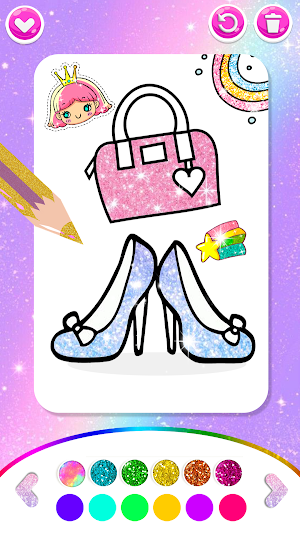 Glitter Rainbow Shoes Coloring Pages For Kids Screenshot 3