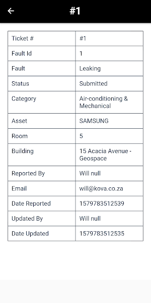 Fault Log Screenshot 1