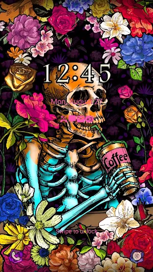 Skull Drinks Coffee -Wallpaper Screenshot 1