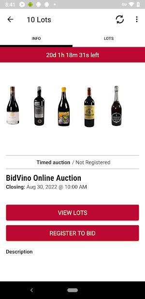 Bidvino Auction Screenshot 1