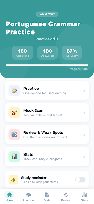 Portuguese Grammar Practice Screenshot 0
