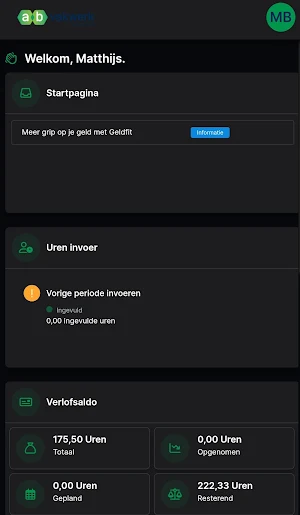AB Vakwerk Urenregistratie Screenshot 0