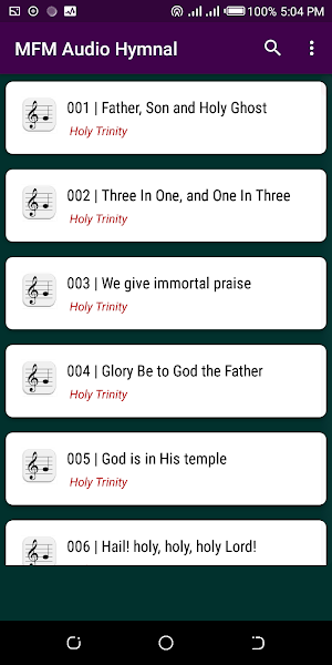Mountain of Fire Audio Hymnal Screenshot 2