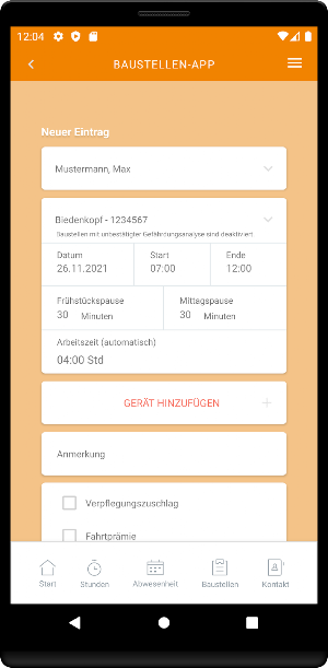 Baustellen-App Kläs Screenshot 2