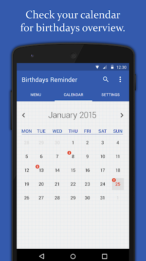 Birthdays Reminder Screenshot 1