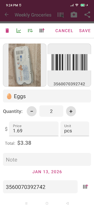 Grocery Shopping List Screenshot 2