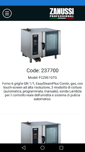 Zanussi Professional Catalogue Screenshot 1
