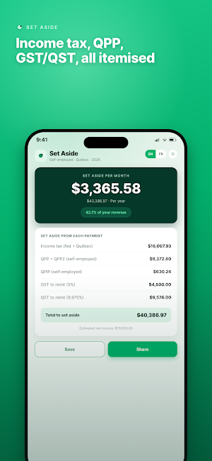 Set Aside: Freelancer Tax QC Screenshot 1