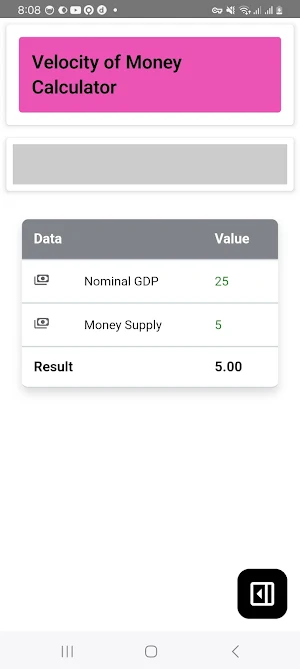 Velocity of Money Calculator Screenshot 3